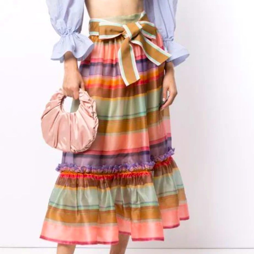 NWT Zimmermann Rainbow Stripe Full Skirt Sz.1 US 4-6